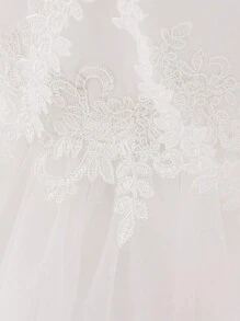 Baby Girls (0-2 Years) Short Sleeve Lace Party Dress, White Baptism Robe Suitable For Role-Playing Parties - White - View 6