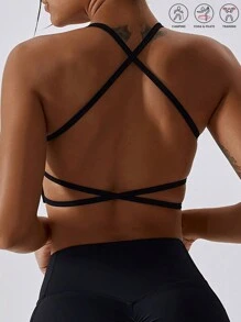 Women's Criss-Cross Backless Crop Camisole - Black - View 1
