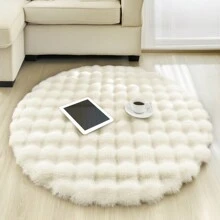 1pc Plush Soft Comfortable Circular Solid Color Rug, Cozy Fluffy Carpet Suitable For Bedroom, Living Room, Sofa, Vanity Area And More Gifts Birthday Graduation