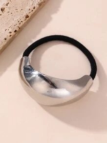 1个女士优雅时尚金属几何发圈，女士奢华马尾夹，简约独特发饰，半圆形马尾发圈，适合夏季海滩度假发圈、马尾发圈、发绳、橡皮筋发圈、发圈、发绳、弹性发圈、发饰 - 銀色 - 查看 4