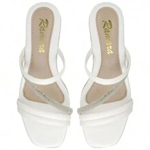 Women's Matte And Shiny Strappy Heel Sandal With Comfort Insole - 白色 - 查看 1