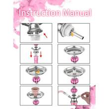 1 szt. Zestaw fajki wodnej z 2 wężami, szklana butelka w kwiaty, jednorazowe ustniki i folia aluminiowa