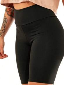 Bermuda Legging Mid-Thigh Suplex Gym High Waist Shorts Leg Women Wholesale G1 G2 G3 - màu đen - Xem 4
