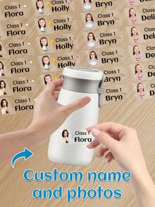 60 张定制照片个性化姓名贴纸，防水 PVC 标签，自定义图像类自粘标签贴纸，适用于学校用品、个人物品和服装、文具、水瓶、笔记本 - 耐用 PVC、学生学校文具、剪贴簿贴纸（6 种款式可供选择） - 彩色 - 查看 18