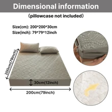 1pc Waterproof Breathable Mattress Cover Bed Fitted Sheet Mattress Protector For Single/Double/140/160 Muti Size Gray/Green - Dark Grey - View 16