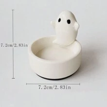 1pc White Ghost Candle Holder, Cute Ceramic Candle Holder For Desktop Decor, Holiday Celebration Atmosphere, Home Use White Ghost Candle Holder