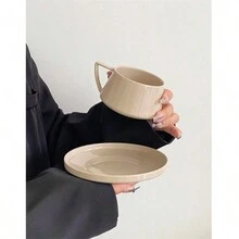 陶瓷简约咖啡杯，精致优雅下午茶杯碟套装，适合家庭使用 - 彩色 - 查看 6