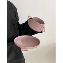 陶瓷简约咖啡杯，精致优雅下午茶杯碟套装，适合家庭使用 - 彩色 - 查看 8