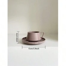 陶瓷简约咖啡杯，精致优雅下午茶杯碟套装，适合家庭使用 - 彩色 - 查看 3