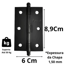 Black Colonial Reinforced Hinge 3 1/2 X 2 5/16 Ball Pin 3 Units - màu đen - Xem 4