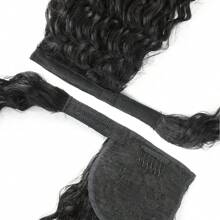 BINF Ponytail Human Hair Wrap Around Kinky Curly Brazilian Remy Hair Extensions For Women 8-26 Inches Clip Ins Natural Color Wrap Around Ponytail Hairpiece