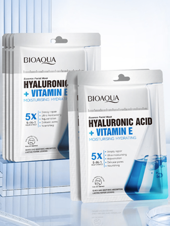 10 片 BIOAOUA 透明质酸和维生素 C 亮白保湿面膜