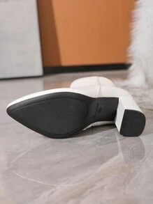 Fall/Winter White Ankle Boots For Women, Fashion Short Boots, High Heel Winter Boots, Super High Platform Boots,Go With Tops - White - View 9