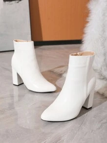 Fall/Winter White Ankle Boots For Women, Fashion Short Boots, High Heel Winter Boots, Super High Platform Boots,Go With Tops - White - View 8