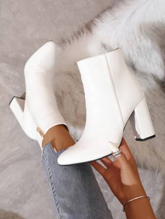 Timesize Fall/Winter White Ankle Boots For Women, Fashion Short Boots, High Heel Winter Boots, Super High Platform Boots,Go With Tops