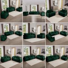 Corduroy Loveseat Couch,Modern 2 Seater Cloud Couches For Living Room,Modular Sectional Cloud Sofas With Deep Seat,Large Love Seat For Small Spaces,Apartment,Office. (Green, 2 Seater) - màu xanh lá - Xem 7