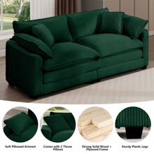 Corduroy Loveseat Couch,Modern 2 Seater Cloud Couches For Living Room,Modular Sectional Cloud Sofas With Deep Seat,Large Love Seat For Small Spaces,Apartment,Office. (Green, 2 Seater) - màu xanh lá - Xem 4