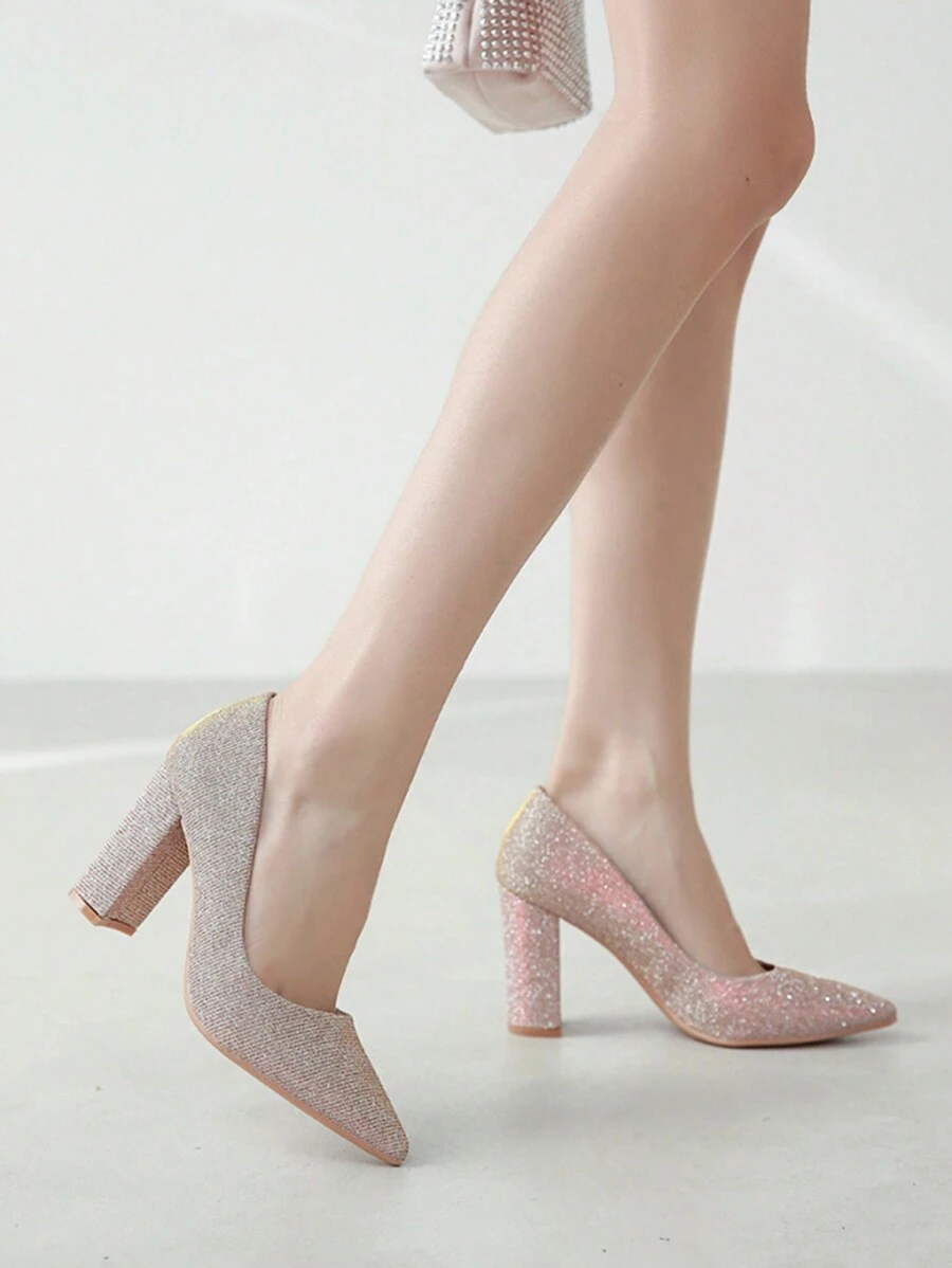 Fashionable & Elegant Glitter High Heels Stylish High Heels - Champagne - View 1