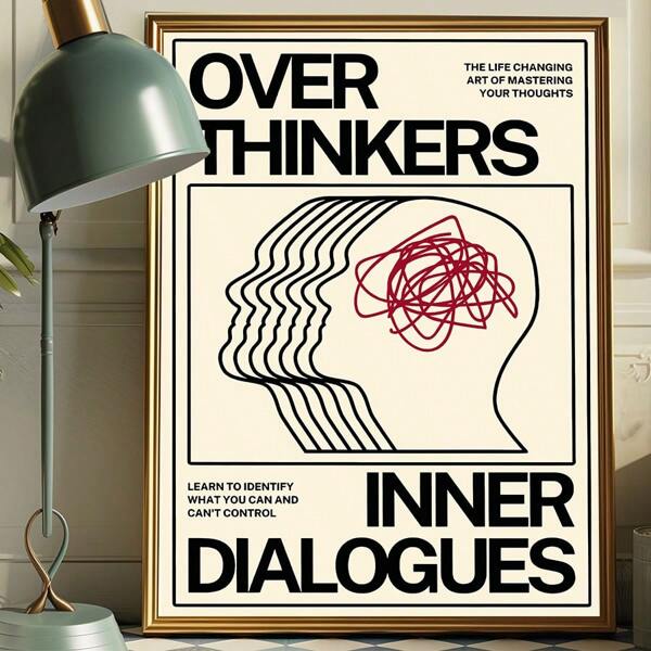 1PC Overthinkers Delight: Vintage 70s-Lnspired Canvas Art Print - Unframed, Retro Surreal Wall Decor ,Suitable Bedroom Living Room Hallway Office Studio Home Decor, No Frame