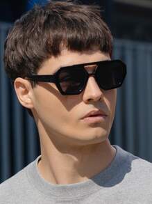 复古飞行员风格塑料太阳镜，经典时尚设计，防紫外线，适合男女，户外、旅行、海滩万圣节 - 彩色 - 查看 5