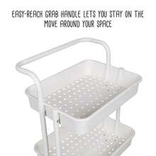 3-Tier Rolling Craft Cart With Handle, White - White - View 3