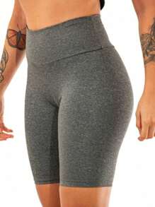 Women's Basic Fitness Cycling Shorts In Suplex Polyester - 灰色 - 查看 4