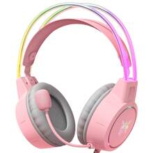 Onikuma X15 PRO RGB Gaming Headphones - Pink - View 1