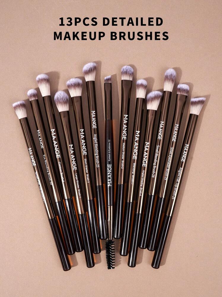 MAANGE 1/7/13/20/21pcs Professional Soft Aluminum Tube Makeup Brush Set, Includes Velvet Bag, Makeup Pouch, Foundation Brush, Eyeshadow Brush, Eyebrow Brush, Blending Brush, Highlighter Brush, Suitable For Powder, Liquid, Cream Cosmetics, Ideal For Daily Use And Travel, A Thoughtful Makeup Accessory Gift Set For Friends. The Set Includes: Makeup Brush Set, Makeup Brush Set, Complete Makeup Brush Set, Makeup Brush Set, Complete Makeup Tool Set, Makeup Brush Set, Makeup Gift Set.,Giveaways,Professional Makeup Brushes,Complete Makeup Set - Brown - View 9