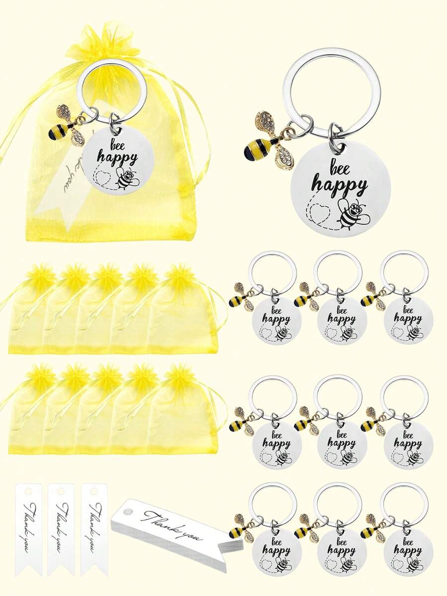 1PC/10PCS 蜜蜂钥匙扣礼物、启发式钥匙扣礼物、黄色主题色派对纪念品、教师节毕业日告别感谢礼物、感谢礼物、员工感谢礼物批量感谢礼物带卡片的钥匙扣欧根纱袋适合母亲、女儿、邻居、同事、给家庭成员的礼物、给老师的礼物、给员工的礼物等,作为乔迁礼物、新车礼物、反馈礼物、单身派对、派对礼物、毕业礼物、圣诞礼物等。 - 彩色 - 查看 1