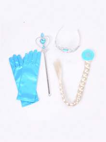 5pcs Princess Crown, Magic Wand, Gloves & Wig Set For Girls Cosplay - Multicolor - View 2