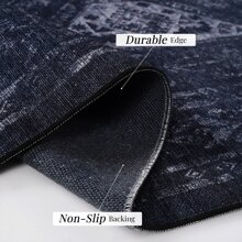 Naar 2x3, Machine Washable Area Rugs, Low-Pile, Non-Slip, Non-Shedding, Foldable,  Area Rugs For Living Room, Bedroom, Kitchen, Dining Room Rug - Perfect Gift, (Black+ Gray, 2'x3')