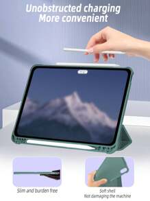 Solid Color Pencil Slot Protective Case Compatible With IPad Mini4/Mini5/Mini6/Mini7/Air/Air2/9.7/10.2/10.5/Air4/Air5/Pro11-Inch/10th Gen/Air 11-In.(M2)-2024/Air 13-In.(M2)-2024/Pro11-In.(M4)-2024/Pro13-In.(M4)-2024/IPad Air 13(M3 2025)/IPad Air 11-Inch (M3) 2025/IPad (A16) 11 Inch 11th Generation 2025 Models