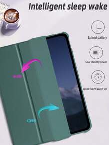 Solid Color Pencil Slot Protective Case Compatible With IPad Mini4/Mini5/Mini6/Mini7/Air/Air2/9.7/10.2/10.5/Air4/Air5/Pro11-Inch/10th Gen/Air 11-In.(M2)-2024/Air 13-In.(M2)-2024/Pro11-In.(M4)-2024/Pro13-In.(M4)-2024/IPad Air 13(M3 2025)/IPad Air 11-Inch (M3) 2025/IPad (A16) 11 Inch 11th Generation 2025 Models