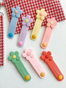 1pc Multicolor Cartoon Flower Shaped PVC Cable Winder, Earphone/Data Cable Organizer, Line Fastener