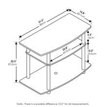 3-Tier TV Stand, Entertainment Center With Stainless Steel Tubes, No Tools Assembly, Fits Up To 32-Inch TVs, Black TV Stand, Modern Media Console For Living Room, Walnut/Black - 哥倫比亞胡桃木 - 查看 4