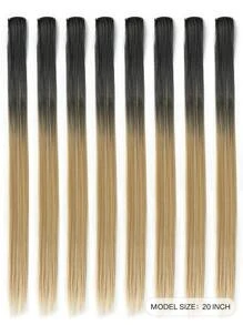 8 lọn tóc nối kẹp nhiều màu sắc, tóc thẳng tổng hợp dài 20 inch, phụ kiện tóc kẹp dùng cho trang phục Halloween, Giáng sinh, tiệc tùng, lễ hội âm nhạc, quà tặng năm mới, dành cho nữ (màu đen nâu pha trộn) - Nhiều màu - Xem 3
