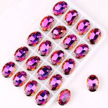 椭圆形、银色、金色金属爪基、彩虹色、果冻糖 AB、蛋白石色花式椭圆闪亮手工缝纫水晶玻璃手工缝制水钻装饰珠平背有孔宝石 DIY 配件缝制石头水钻用于装饰衣服、连衣裙、包、鞋子、胸针、耳环、手工艺品 DIY。 - 七彩 多色 - 查看 13