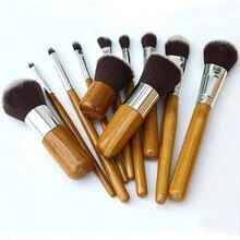 11-Piece  Bamboo Handle Makeup Brush Set With Canvas Bag - A Portable Beauty Tool For All Skin Types,Brush Set,Makeup Brush Kit,Make Up Brush Set,Make Up Set Complete,Makeup Brush Set,Complete Makeup Kit,Brush Kit,Brushes Makeup Set,Makeup Gift Set,Set - Brown - View 3