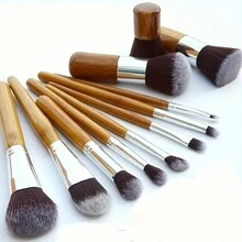 11-Piece  Bamboo Handle Makeup Brush Set With Canvas Bag - A Portable Beauty Tool For All Skin Types,Brush Set,Makeup Brush Kit,Make Up Brush Set,Make Up Set Complete,Makeup Brush Set,Complete Makeup Kit,Brush Kit,Brushes Makeup Set,Makeup Gift Set,Set - Brown - View 6
