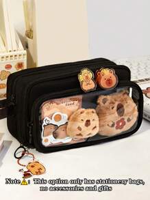 1pc Upgrade Large Capacity Portable Clamshell Detachable Transparent Pen Bag, Can Be Used To Store A Series Of Desktop Student Stationery Bag Such As Ruler Pen Erasers, Multi-Functional Dormitory Cosmetics Storage Bag, Campus Series Classroom Student Office Stationery Pencil Box, No Accessories Gifts Back To School,Pencil Case,Pencil Pouch,School Bag