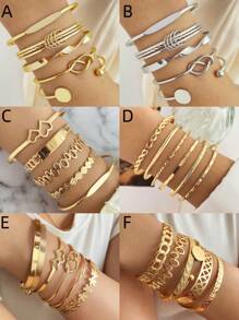 5/6pcs Set Luxury Geometric Metal Bangle Bracelets For Women - Bracelet Set - View 10
