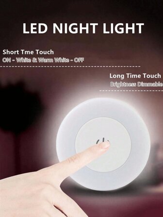 1pc Touch Sensor Night Light, Soft Warm & Cool White Light, Dimmable 3 Colors, Wall Lamp Suitable For Baby Room Night Light,Hallway, Bedroom, Bathroom, Living Room, Closet, Compact Design, Easy Installation,USB Rechargeable Baby Shower Family Decorations Gifts