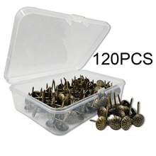 120pcs/Pack 11x17mm Antique Brass Furniture Upholstery Nails, Vintage Style Decorative Tacks For Armchairs, Sofas, Beds, Doors
