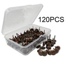 120pcs/Pack 11x17mm Antique Brass Furniture Upholstery Nails, Vintage Style Decorative Tacks For Armchairs, Sofas, Beds, Doors