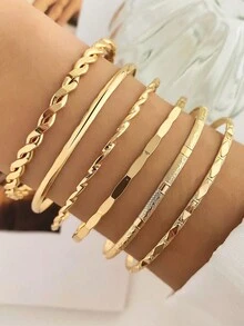 5/6pcs Set Luxury Geometric Metal Bangle Bracelets For Women - Bracelet Set - View 7