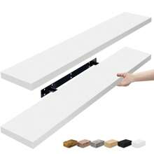 2 Pack (35"X9") Sorbus Long Floating Wall Shelves For Bedroom, Decor, Kitchen, Living Room - For Trophies, Frames, Bookshelf (White) - 白色 - 查看 1