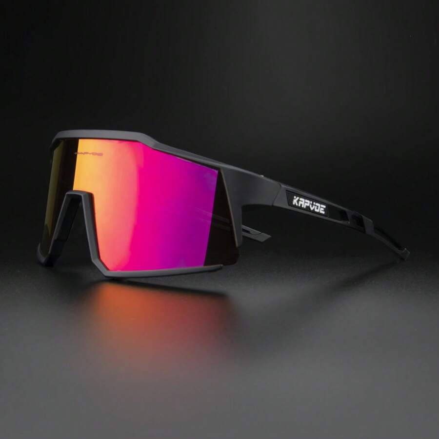 KAPVOE Polarized Cycling Glasses With 4 Interchangeable Lenses TR90 Sports Sunglasses Women Men Running - 01 Black Frame / 4 Red Lens - View 1