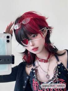 alicegarden 1 Piece Synthetic Heat-Resistant, With Bangs , In Multi Color Wigs , 16 Inches Long, Made From Fiber, Stylish Wigs, Natural And Realistic Wig(Excluding Accessories) - 彩色 - 查看 2