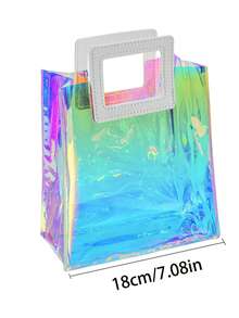1 件全息小礼品袋，透明可重复使用生日礼品袋，适合女士，彩虹色圣诞婚礼礼品袋，带手柄，全息小礼品袋，适合女士、生日、圣诞节、单身派对礼品、购物可重复使用的透明礼品包装袋 - 彩色 - 查看 8