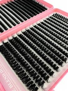 640pcs/Set 80D 9-18mm Mixed 5D Fluffy False Eyelashes Curly Individual Eyelash Extension DIY Makeup Tool Set - 黑色 - 查看 2